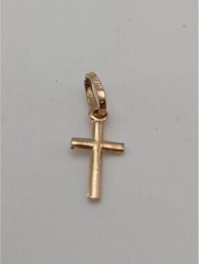 Italy 925 Sterling Gold Tone Cross Pendant/Charm Tiny